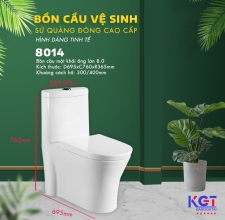 Bồn Cầu 1 Khối, Men Sứ Nano Cao Cấp Chống Bám 8014