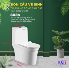 Bồn Cầu Một Khối Xả Xoáy Men Phủ Nano Cao Cấp 8084