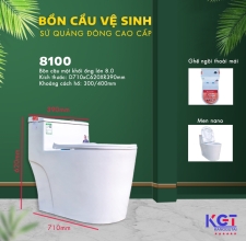 Bồn Cầu 1 Khối Men Sứ Nano Cao Cấp Chống Bám 8100