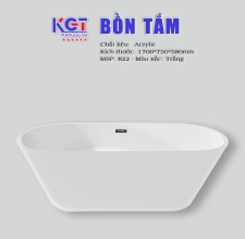 Bồn Tắm Nằm Acrylic 822( Màu Trắng)