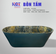 Bồn Tắm Nằm Acrylic 822( Trắng Sứ, Xanh Ngọc, Xanh Cẩm Thạch, Cam, Trắng Ngọc, Vàng )