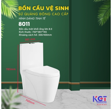 Bồn Cầu Vệ Sinh Liền Khối, Men Sứ Nano Cao Cấp Quảng Đông 8011