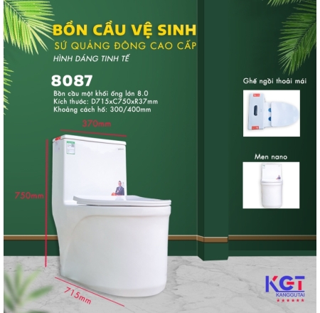Bồn Cầu 1 Khố Men Sứ Nano Cao Cấp Chống Bám 8087