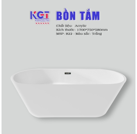 Bồn Tắm Nằm Acrylic 822( Màu Trắng)