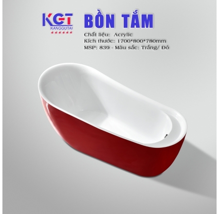 Bồn Tắm Nằm Acrylic 839 ( Màu Trắng/Xanh Dương )